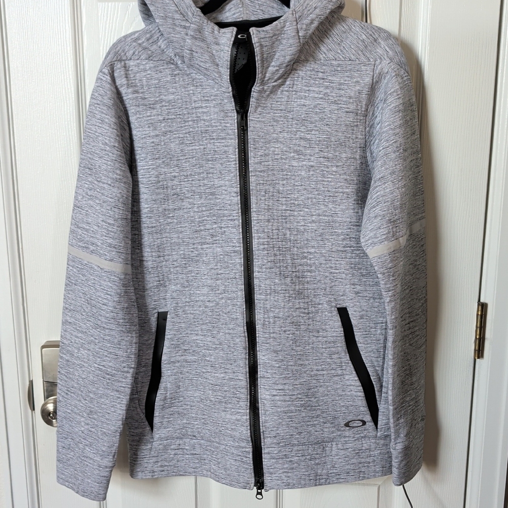 Oakley Gray Heather Full-Zip Hooded Jacket with Black Trim